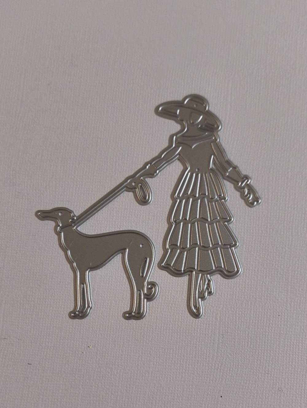 Women Walking A Dog Metal Cutting Die Template